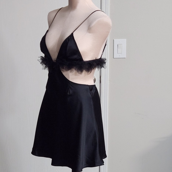 New!For Love And Lemons Satin‎ Cutout Tulle Trim Slip Dress - Picture 12 of 14